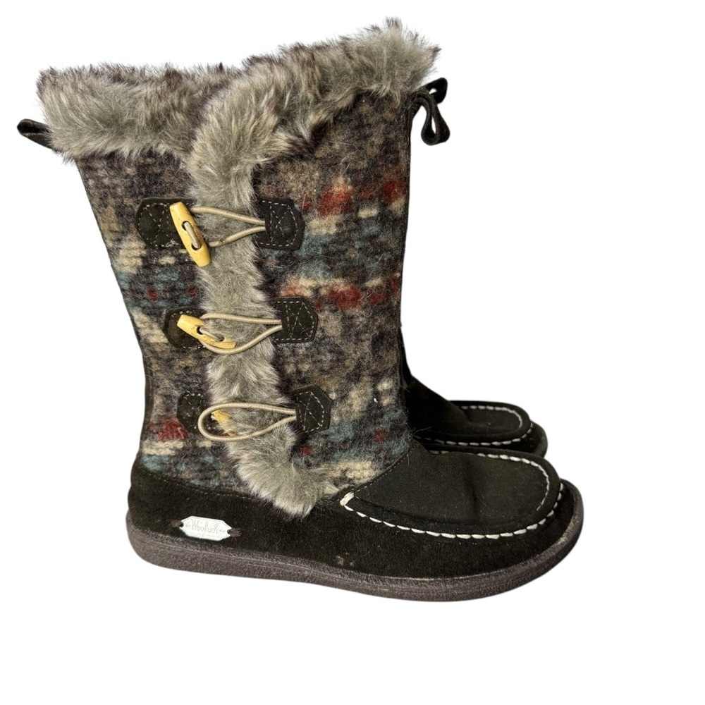 Woolrich Wool Blend Aztec Southwestern Toggle Faux Fur Boots 7